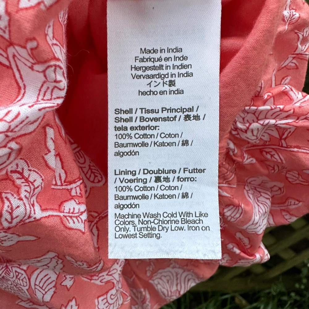 Crewcuts Girls Floral Print Dress Bubble Hem Short Sleeve Coral Pink Cotton Sz 6 - Picture 6 of 8